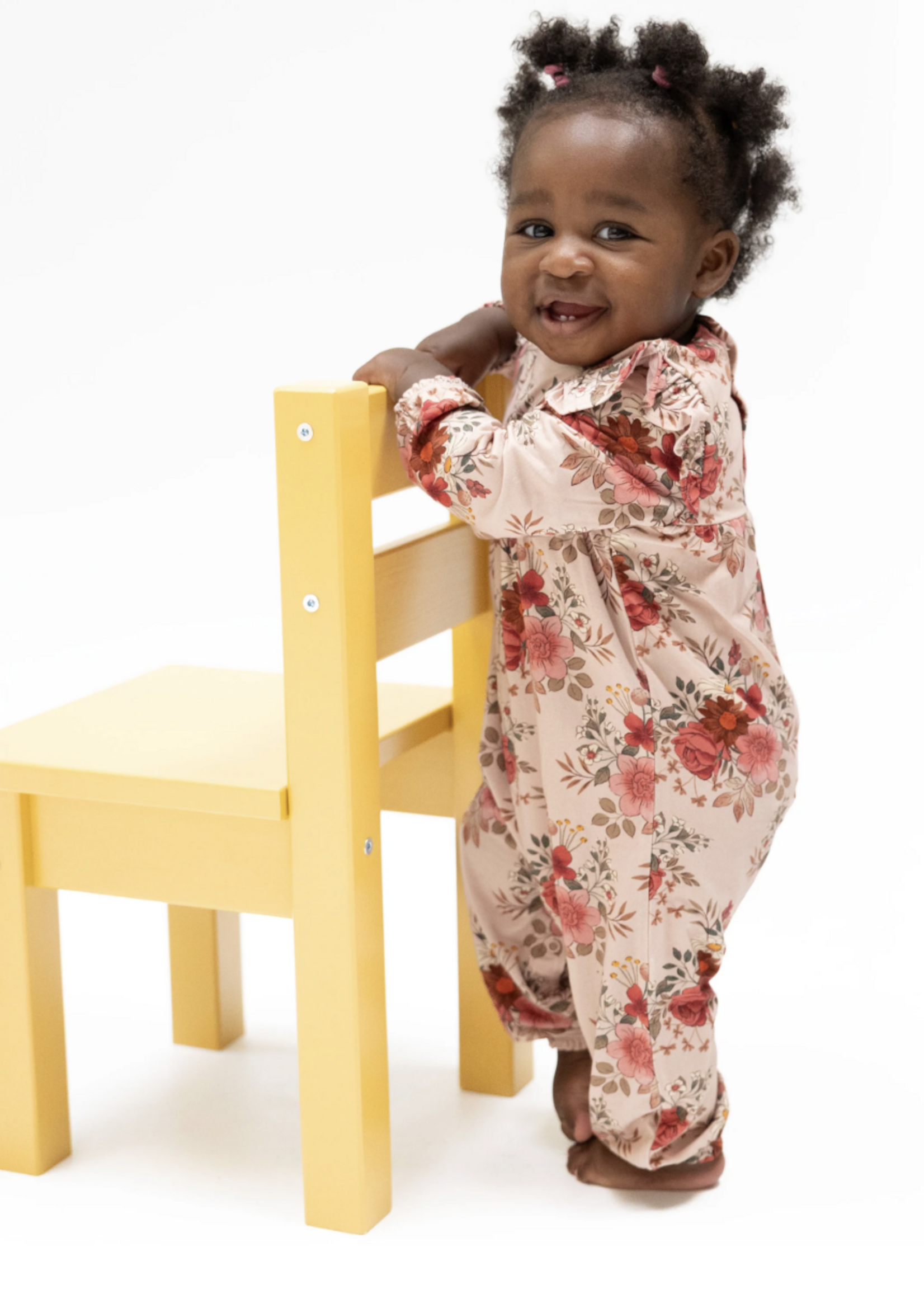 Angel Dear Sabrina Floral Ruffle Sleeve Snap Romper