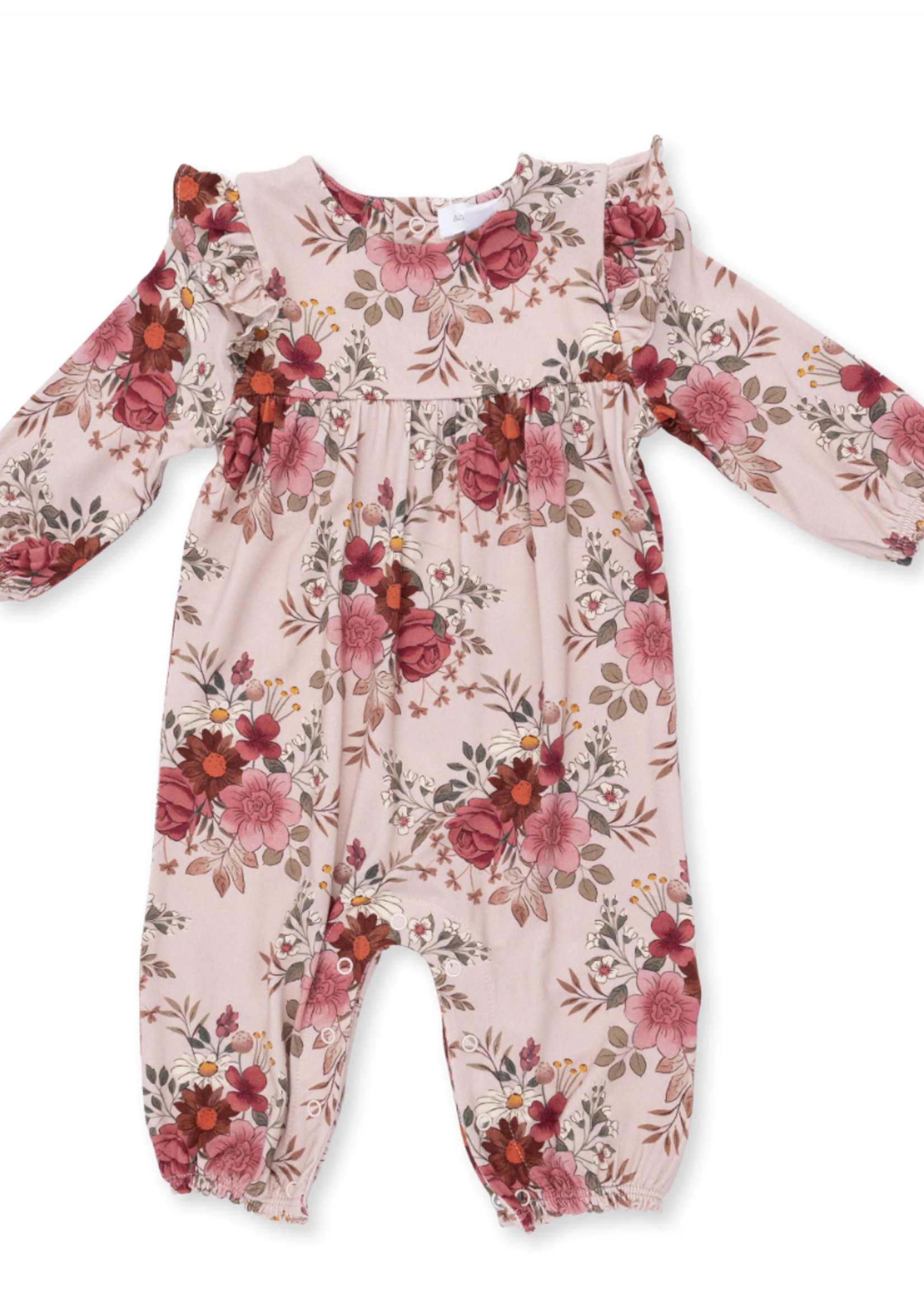 Angel Dear Sabrina Floral Ruffle Sleeve Snap Romper