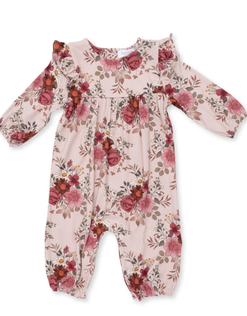 Angel Dear Sabrina Floral Ruffle Sleeve Snap Romper