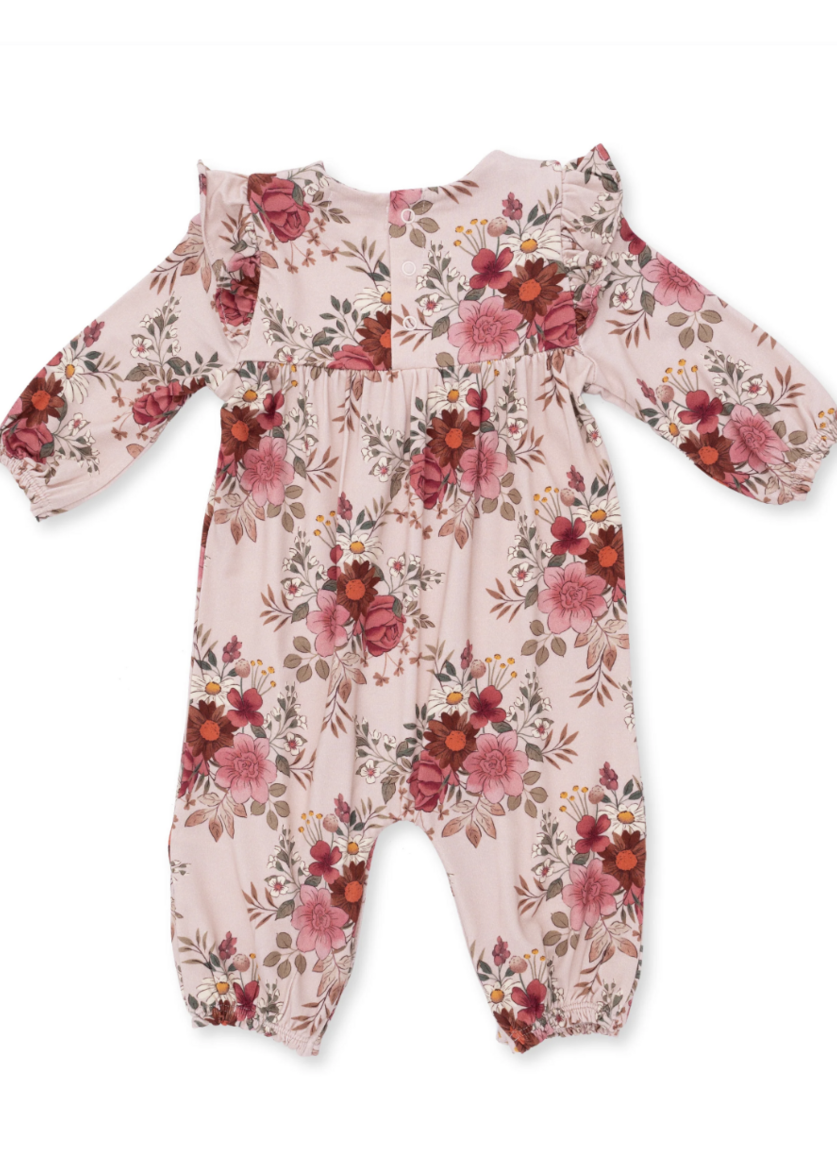 Angel Dear Sabrina Floral Ruffle Sleeve Snap Romper