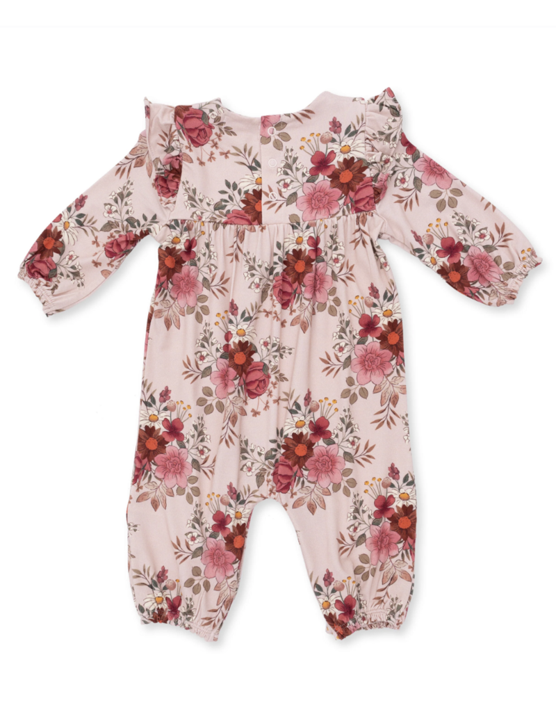 Angel Dear Sabrina Floral Ruffle Sleeve Snap Romper
