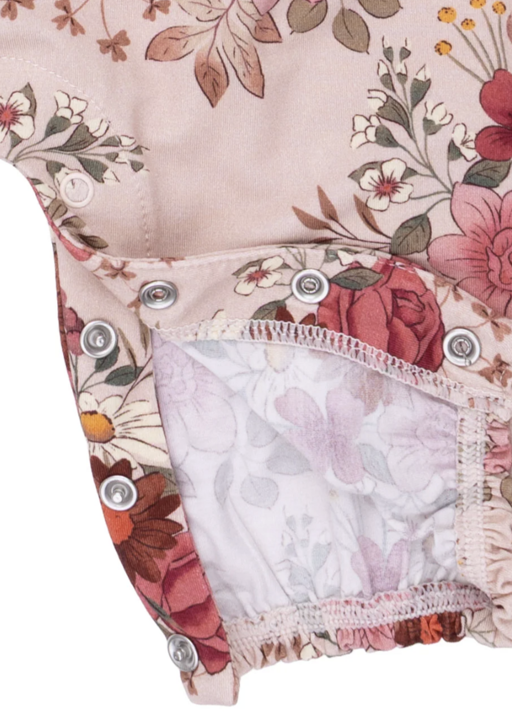 Angel Dear Sabrina Floral Ruffle Sleeve Snap Romper