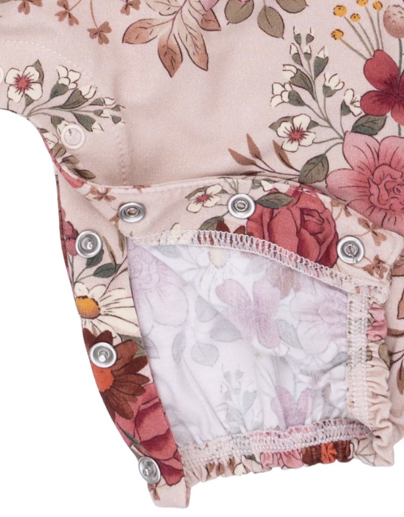 Angel Dear Sabrina Floral Ruffle Sleeve Snap Romper