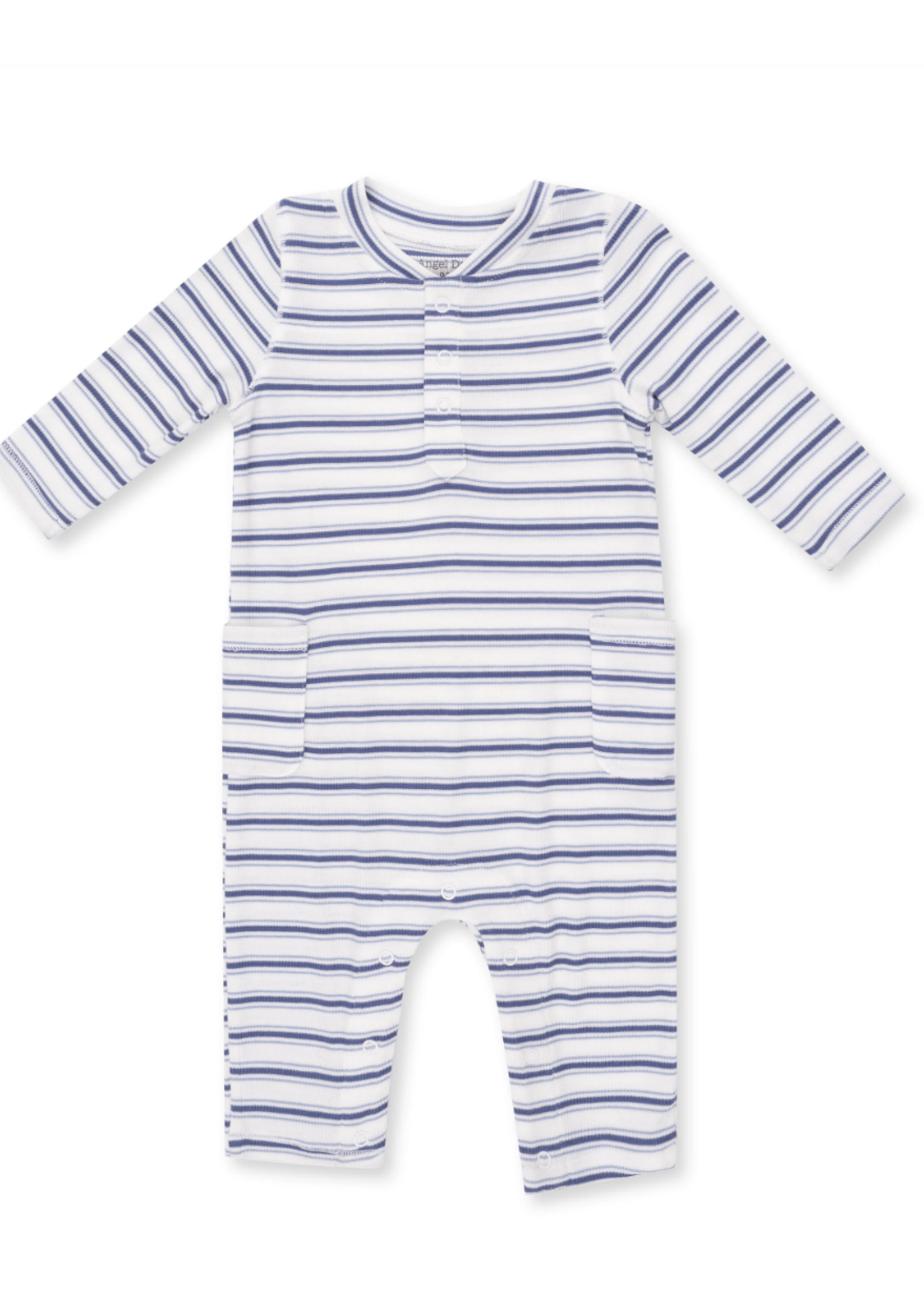 Angel Dear Vintage Stripe Blue Uni Romper