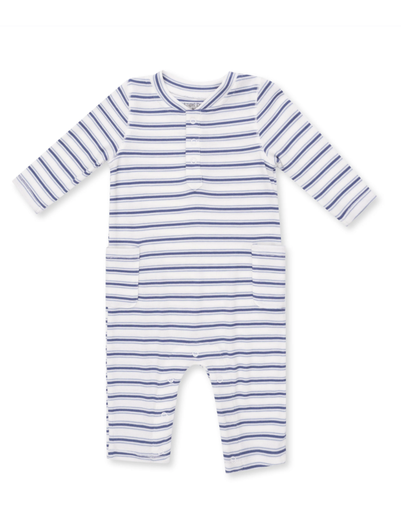 Angel Dear Vintage Stripe Blue Uni Romper