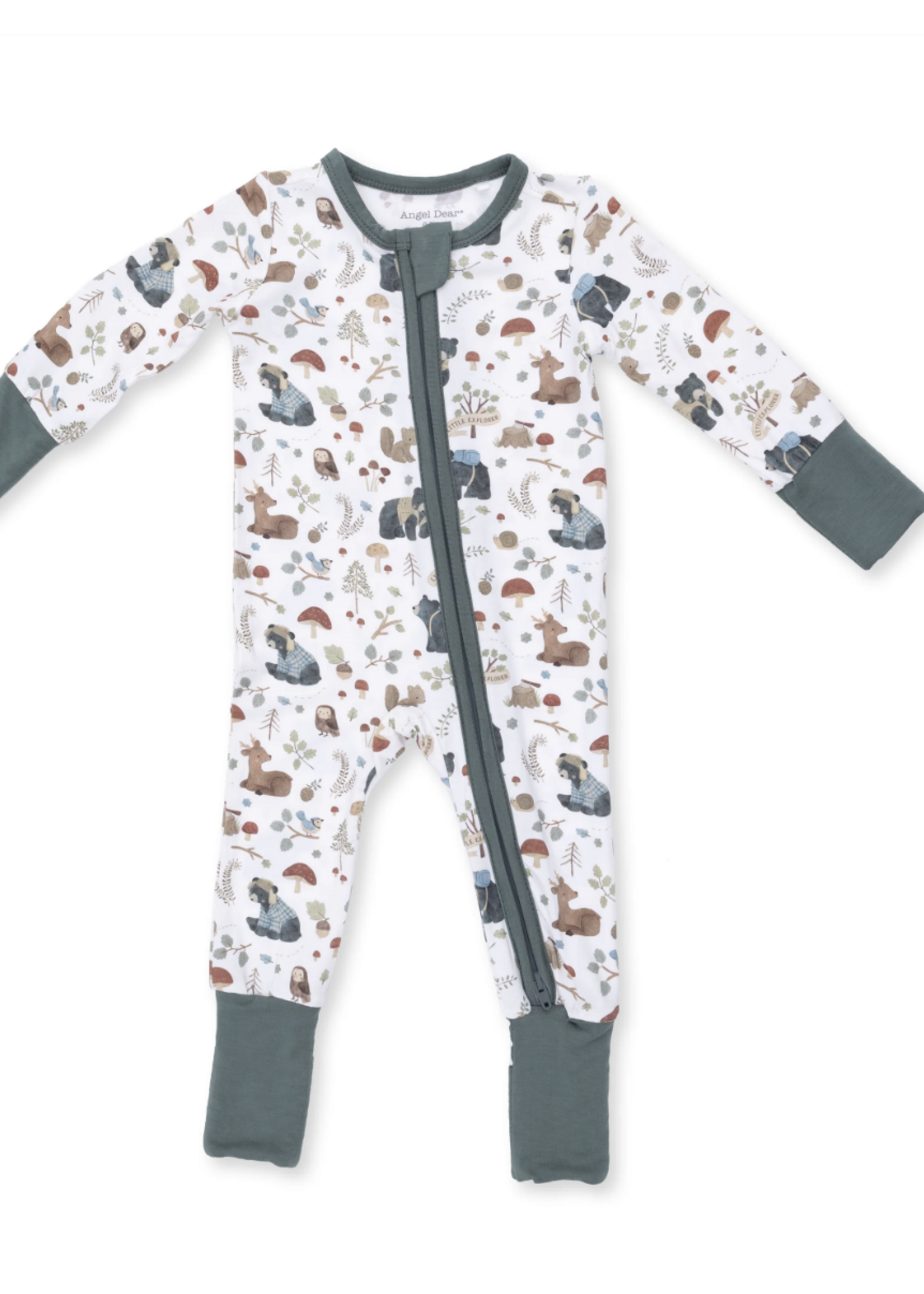 Angel Dear Southern Woodland Animals Green Convertible Romper
