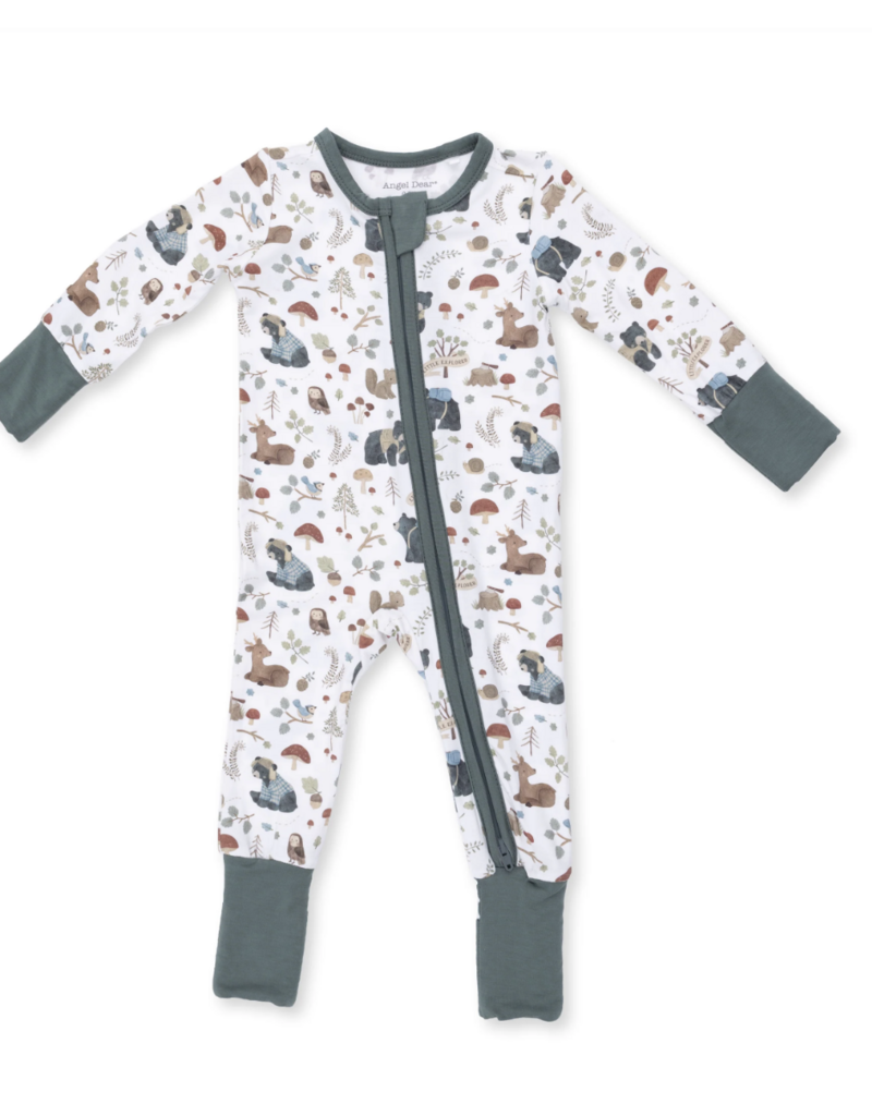 Angel Dear Southern Woodland Animals Green Convertible Romper