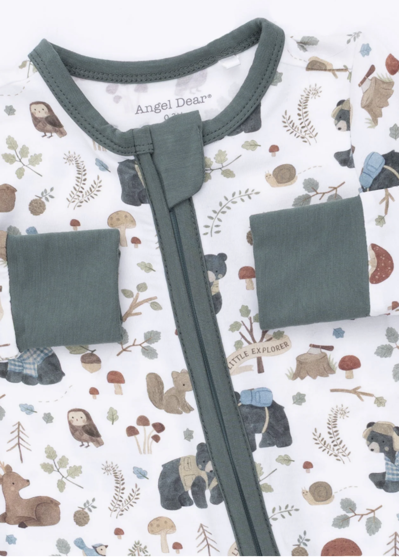 Angel Dear Southern Woodland Animals Green Convertible Romper