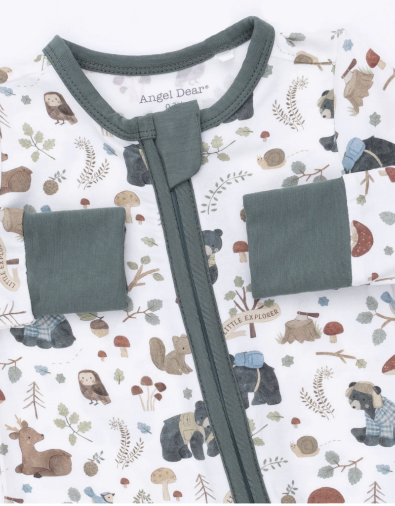 Angel Dear Southern Woodland Animals Green Convertible Romper