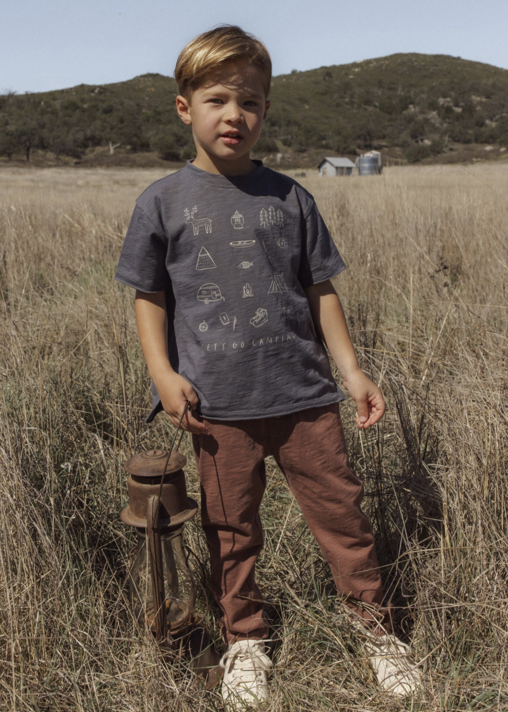 Rylee + Cru LLC RAW EDGE TEE LETS GO CAMPING MIDNIGHT