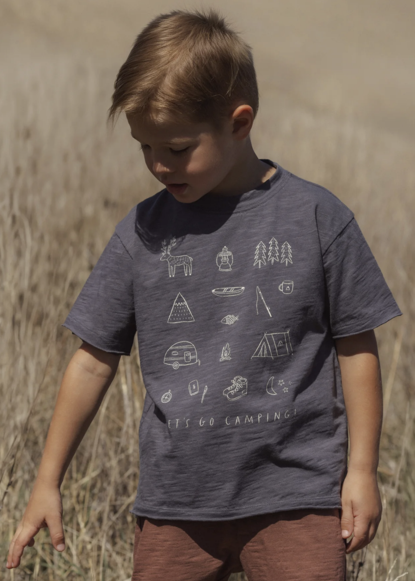 Rylee + Cru LLC RAW EDGE TEE LETS GO CAMPING MIDNIGHT