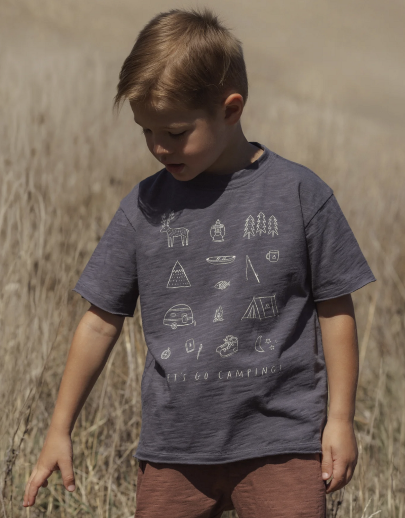Rylee + Cru LLC RAW EDGE TEE LETS GO CAMPING MIDNIGHT