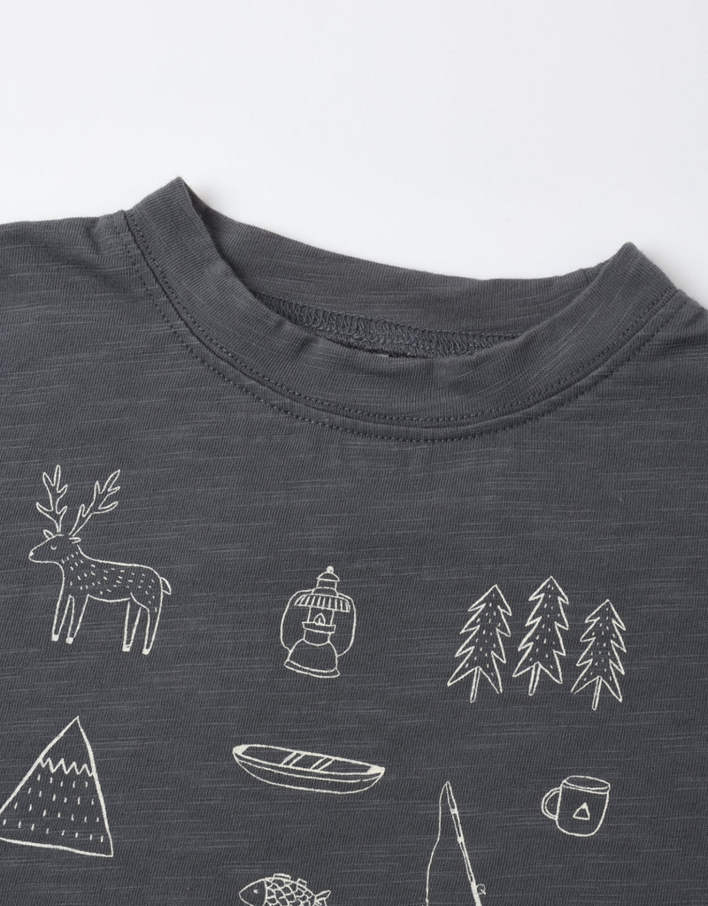 Rylee + Cru LLC RAW EDGE TEE LETS GO CAMPING MIDNIGHT