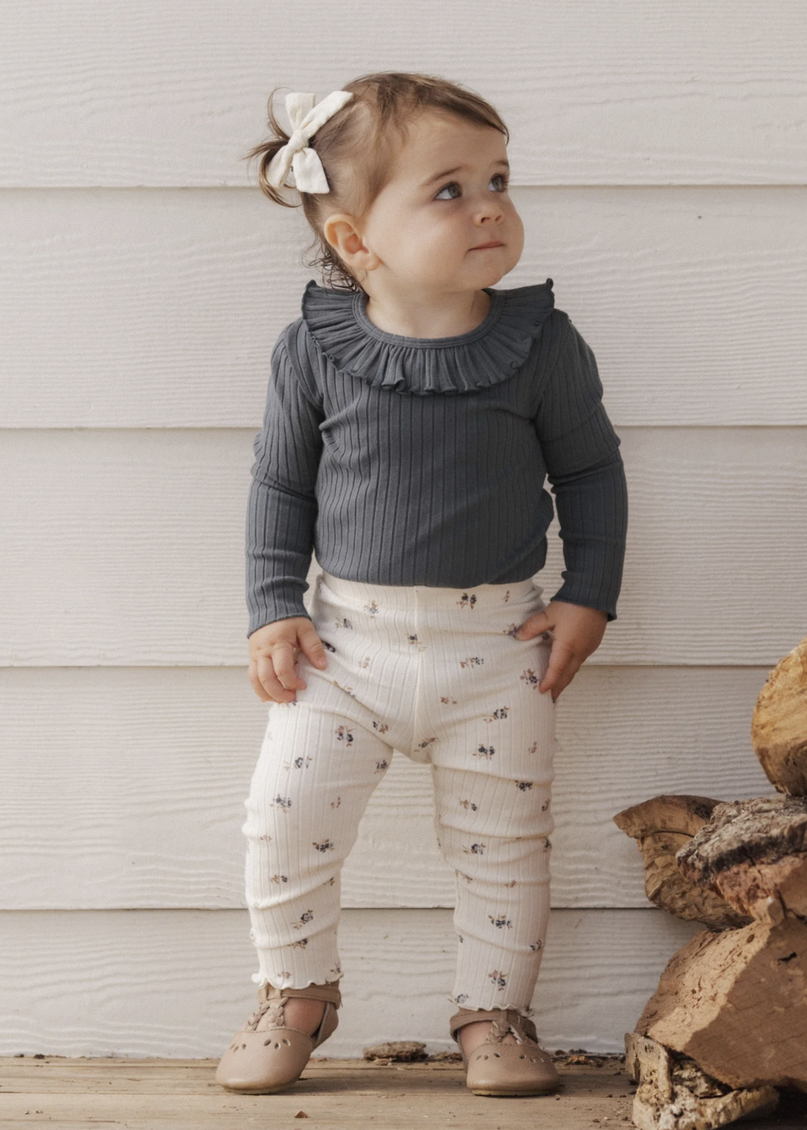 Rylee + Cru LLC RUFFLE COLLAR BODYSUIT MIDNIGHT