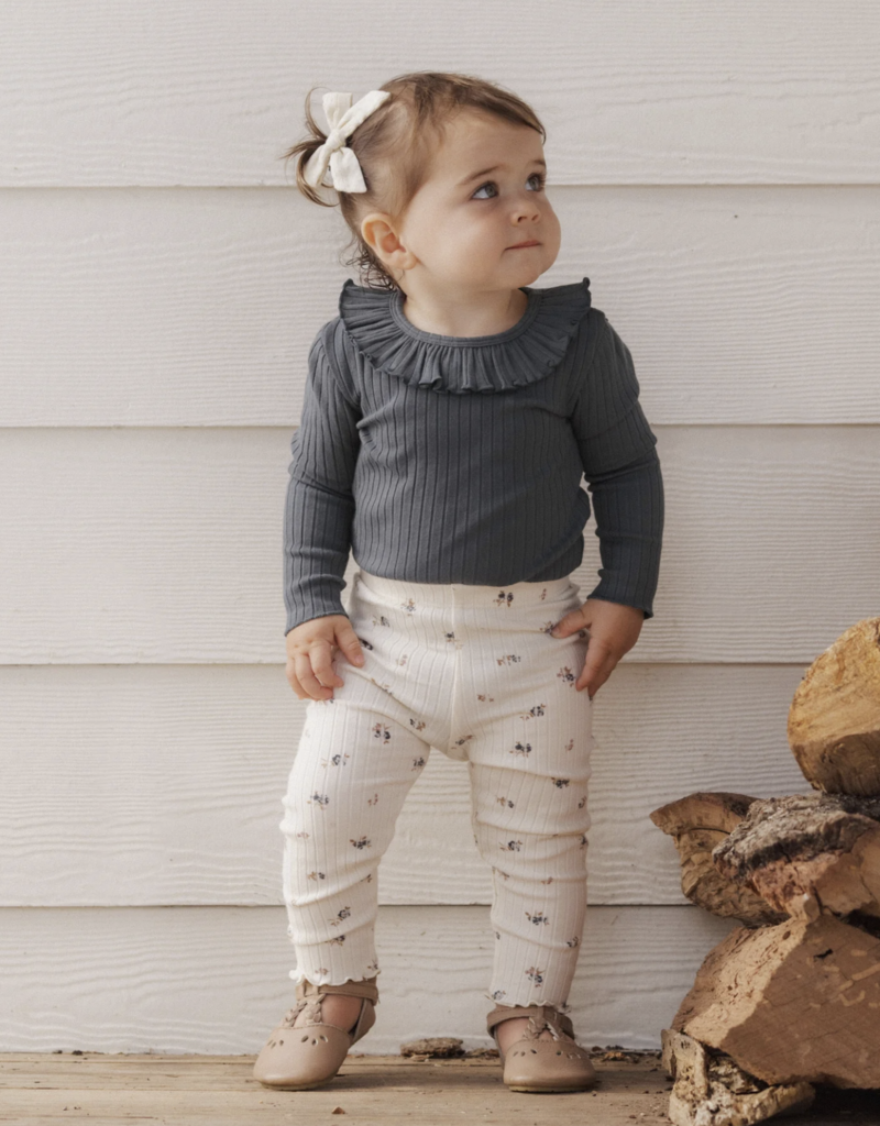 Rylee + Cru LLC RUFFLE COLLAR BODYSUIT MIDNIGHT