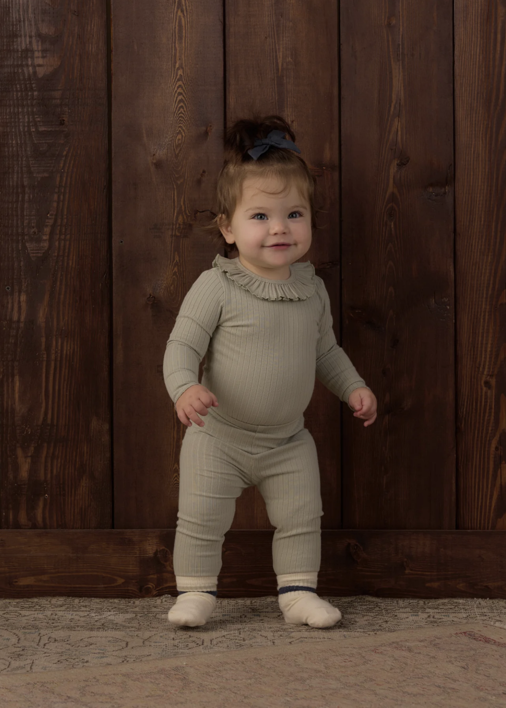 Rylee + Cru LLC RUFFLE COLLAR BODYSUIT SAGE
