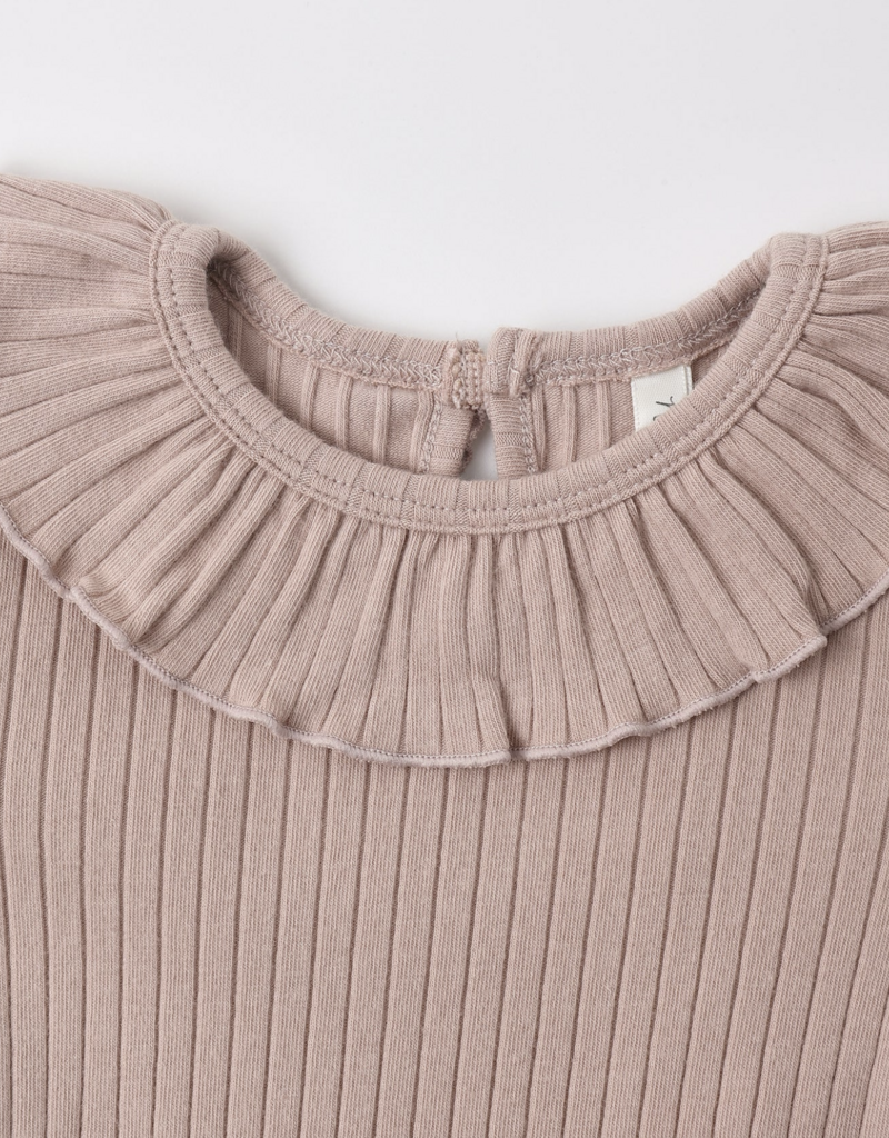 Rylee + Cru LLC RUFFLE COLLAR BODYSUIT ROSEWOOD