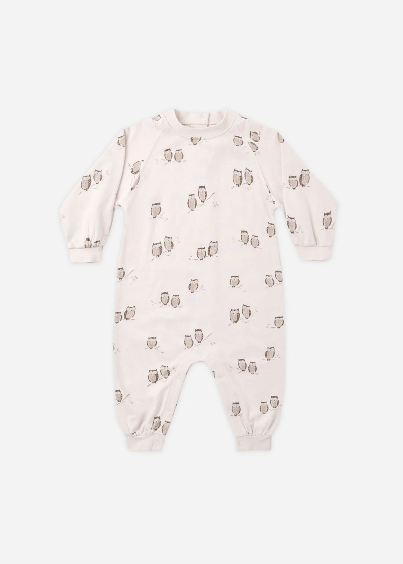 Rylee + Cru LLC RAGLAN JUMPSUIT OWLS PETAL