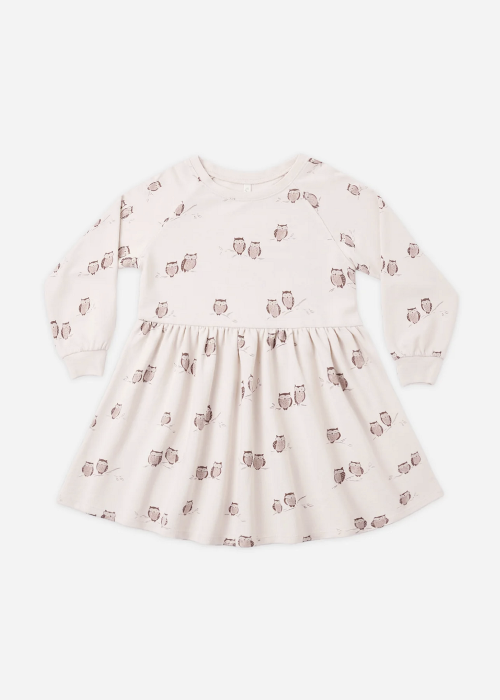 Rylee + Cru LLC RAGLAN DRESS OWLS PETAL