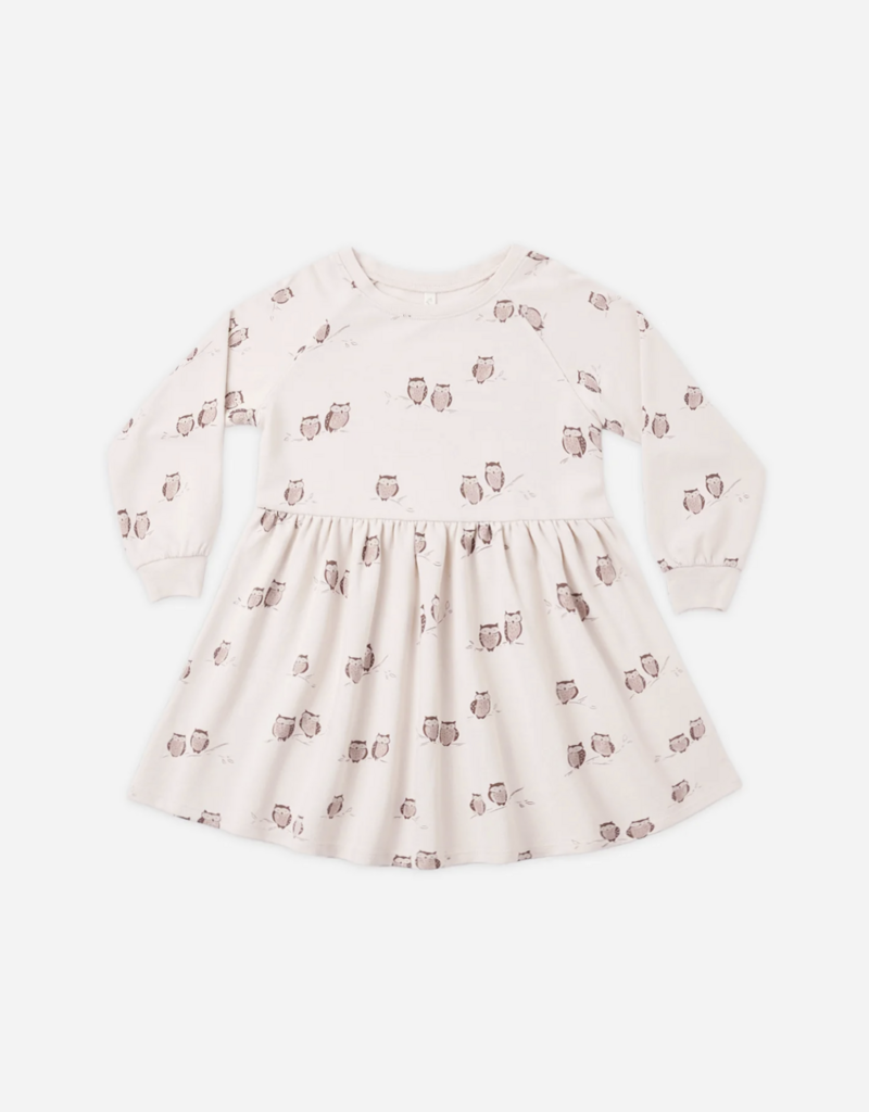 Rylee + Cru LLC RAGLAN DRESS OWLS PETAL