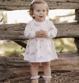Rylee + Cru LLC RAGLAN DRESS OWLS PETAL