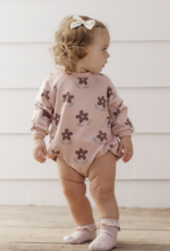 Rylee + Cru LLC CREW NECK ROMPER DAISY ROSEWOOD