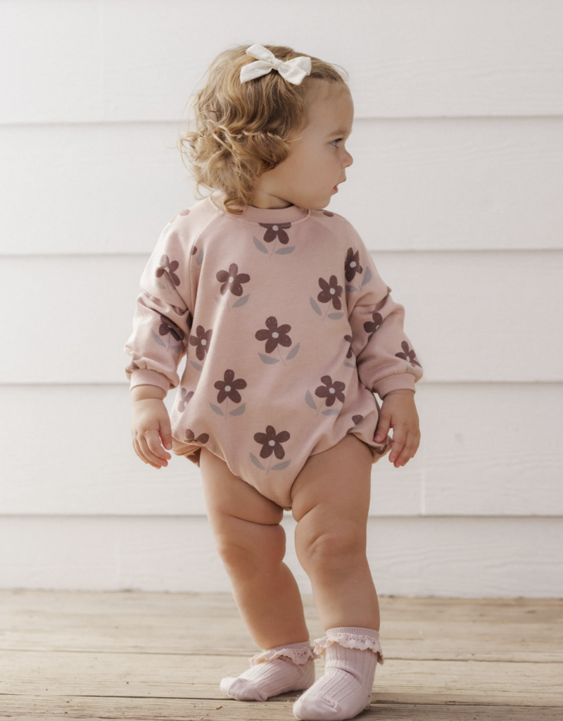 Rylee + Cru LLC CREW NECK ROMPER DAISY ROSEWOOD