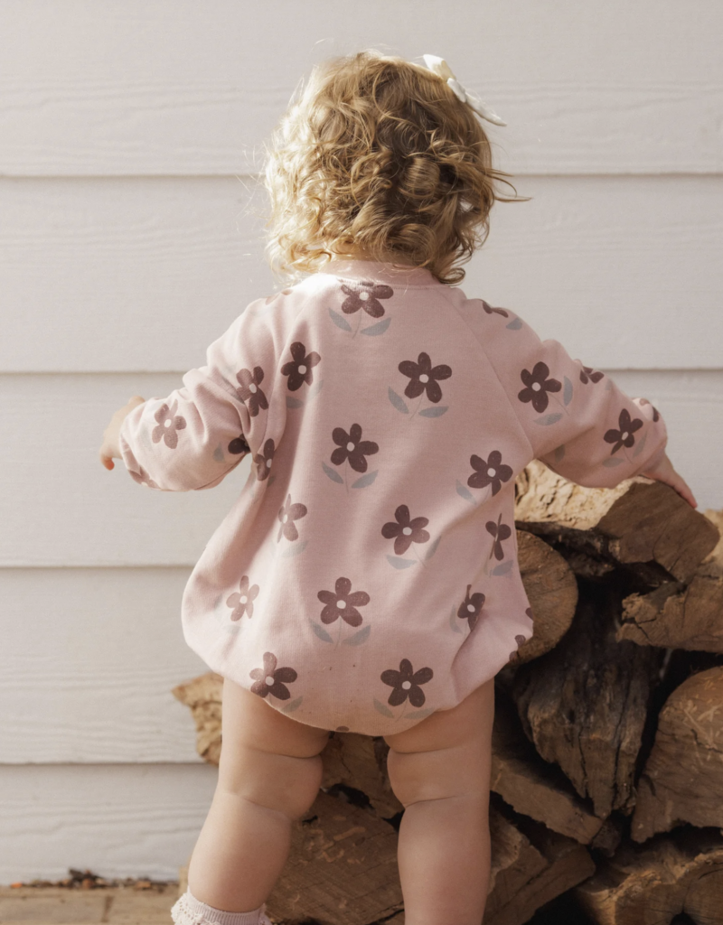 Rylee + Cru LLC CREW NECK ROMPER DAISY ROSEWOOD
