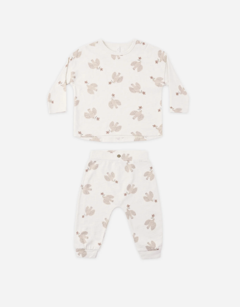 Rylee + Cru LLC LONG SLEEVE TEE + PANT SET SPARROWS NATURAL