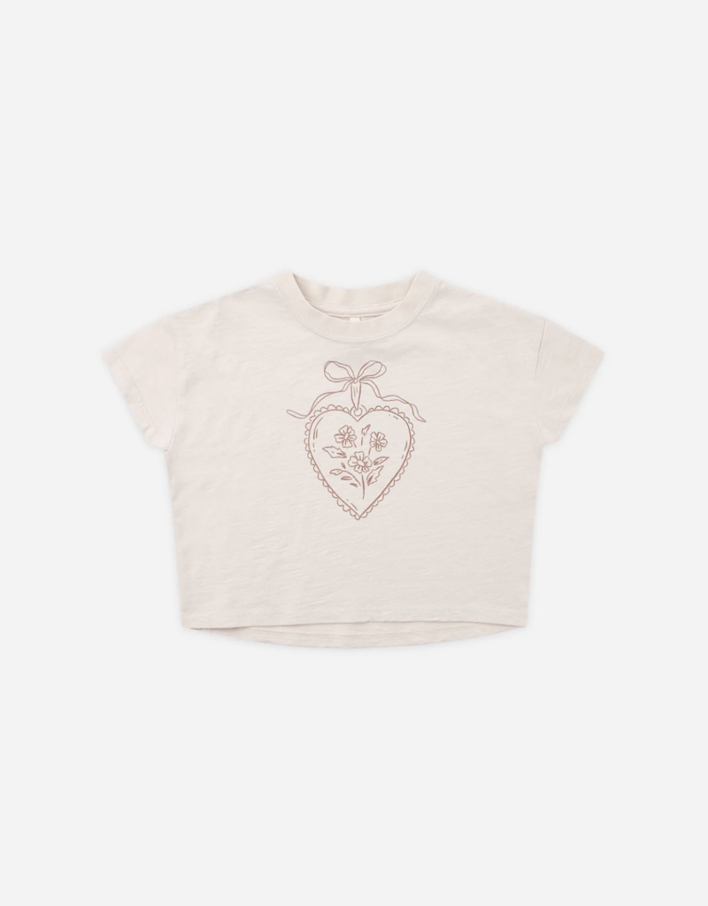 Rylee + Cru LLC BOXY TEE HEART LOCKET PETAL