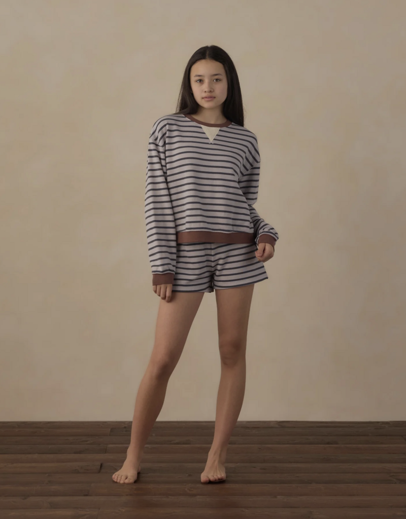 Rylee + Cru LLC TEEN OVERSIZED CREW SWEATSHIRT MIDNIGHT STRIPE