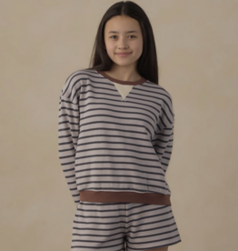 Rylee + Cru LLC TEEN OVERSIZED CREW SWEATSHIRT MIDNIGHT STRIPE