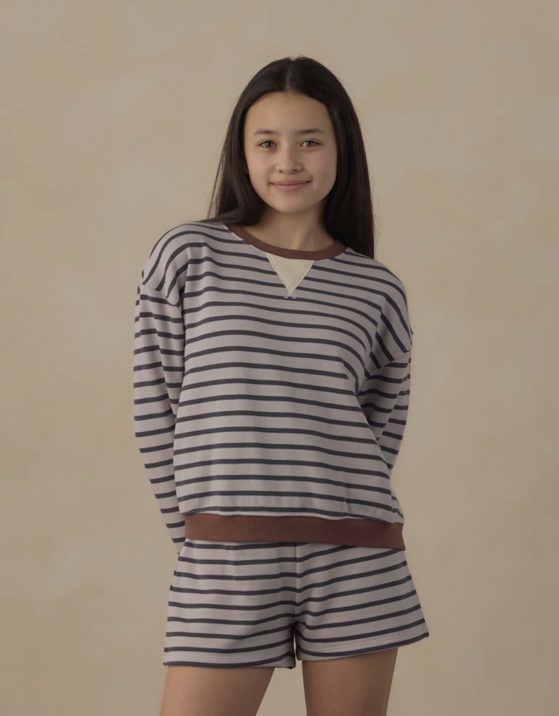 Rylee + Cru LLC TEEN OVERSIZED CREW SWEATSHIRT MIDNIGHT STRIPE