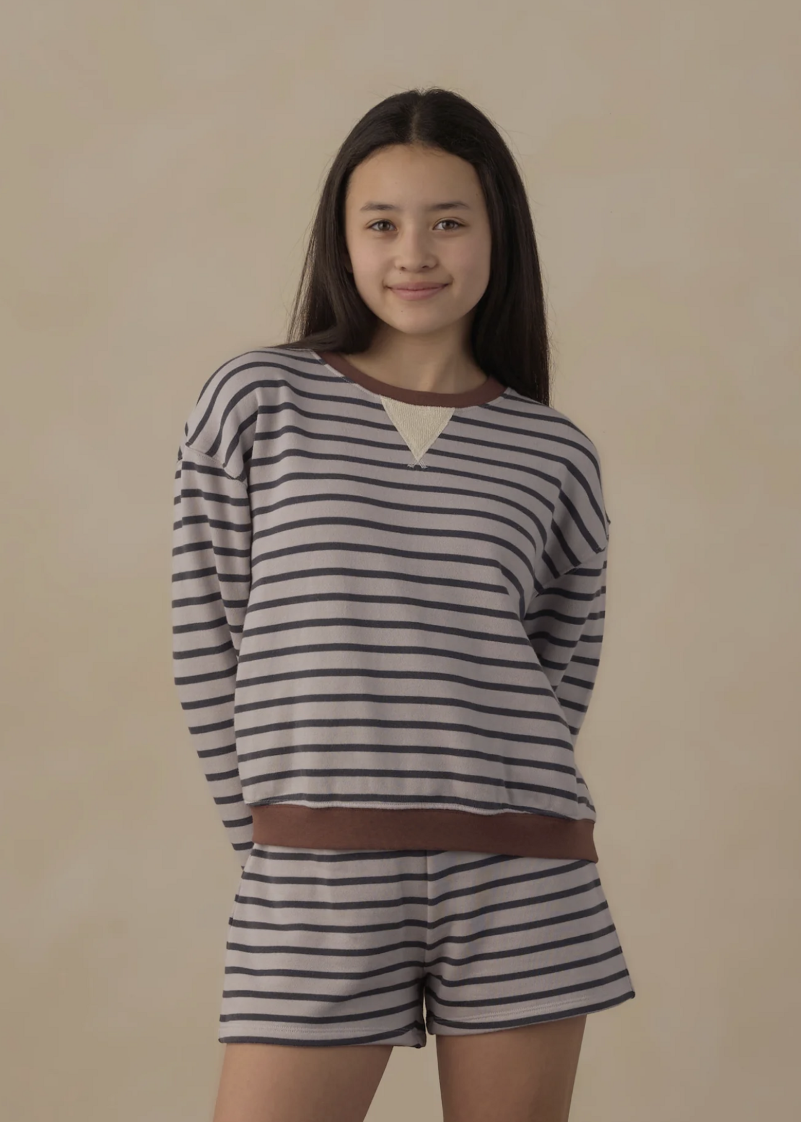 Rylee + Cru LLC TEEN SWEAT SHORT MIDNIGHT STRIPE