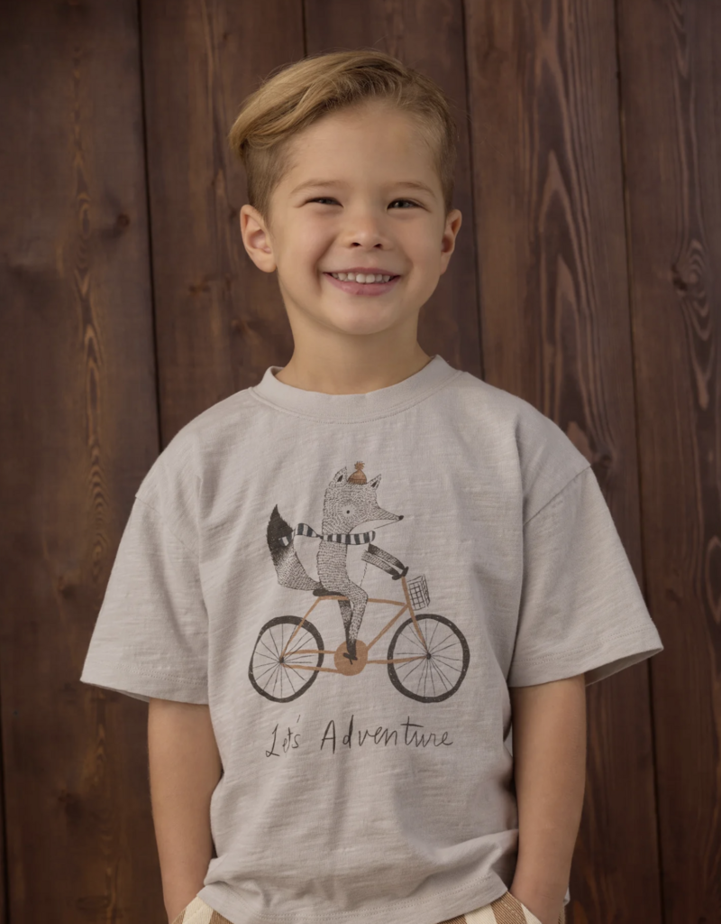 Rylee + Cru LLC RELAXED TEE LETS ADVENTURE FOG