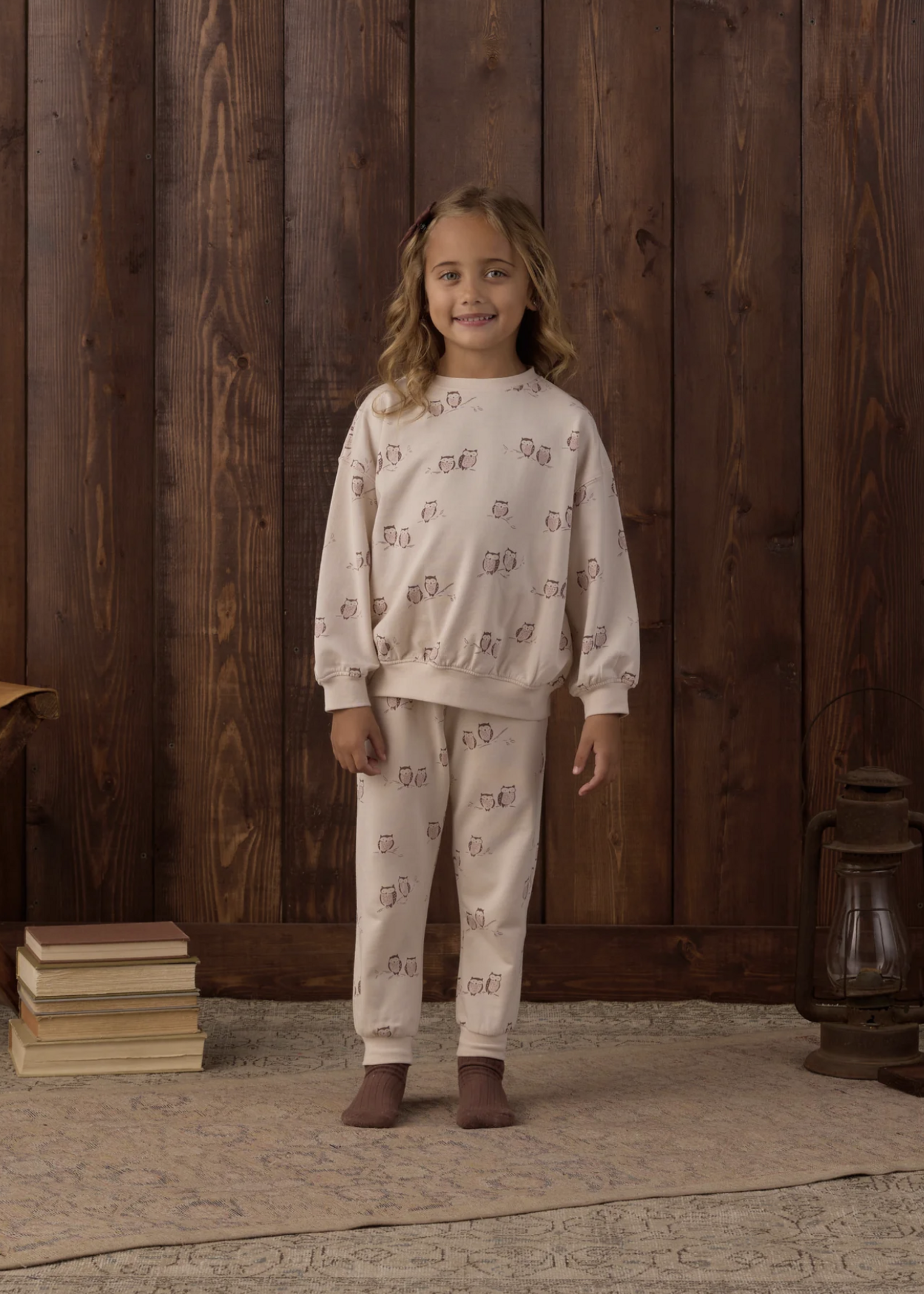 Rylee + Cru LLC JOGGER SWEATPANT OWLS PETAL