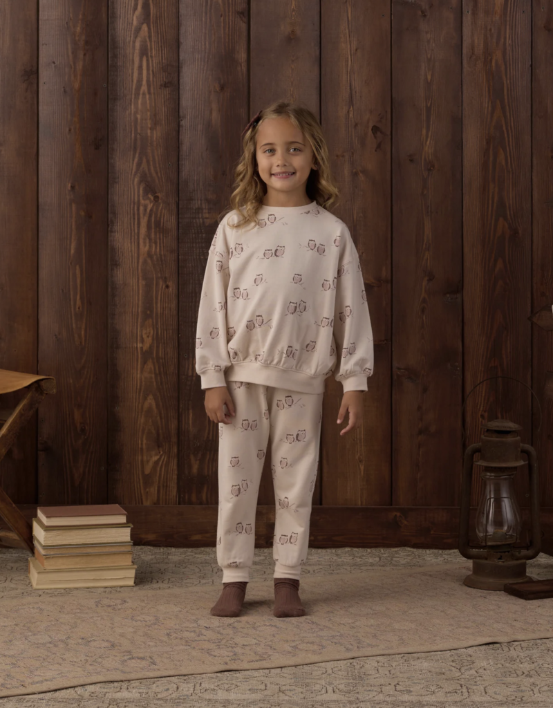 Rylee + Cru LLC JOGGER SWEATPANT OWLS PETAL