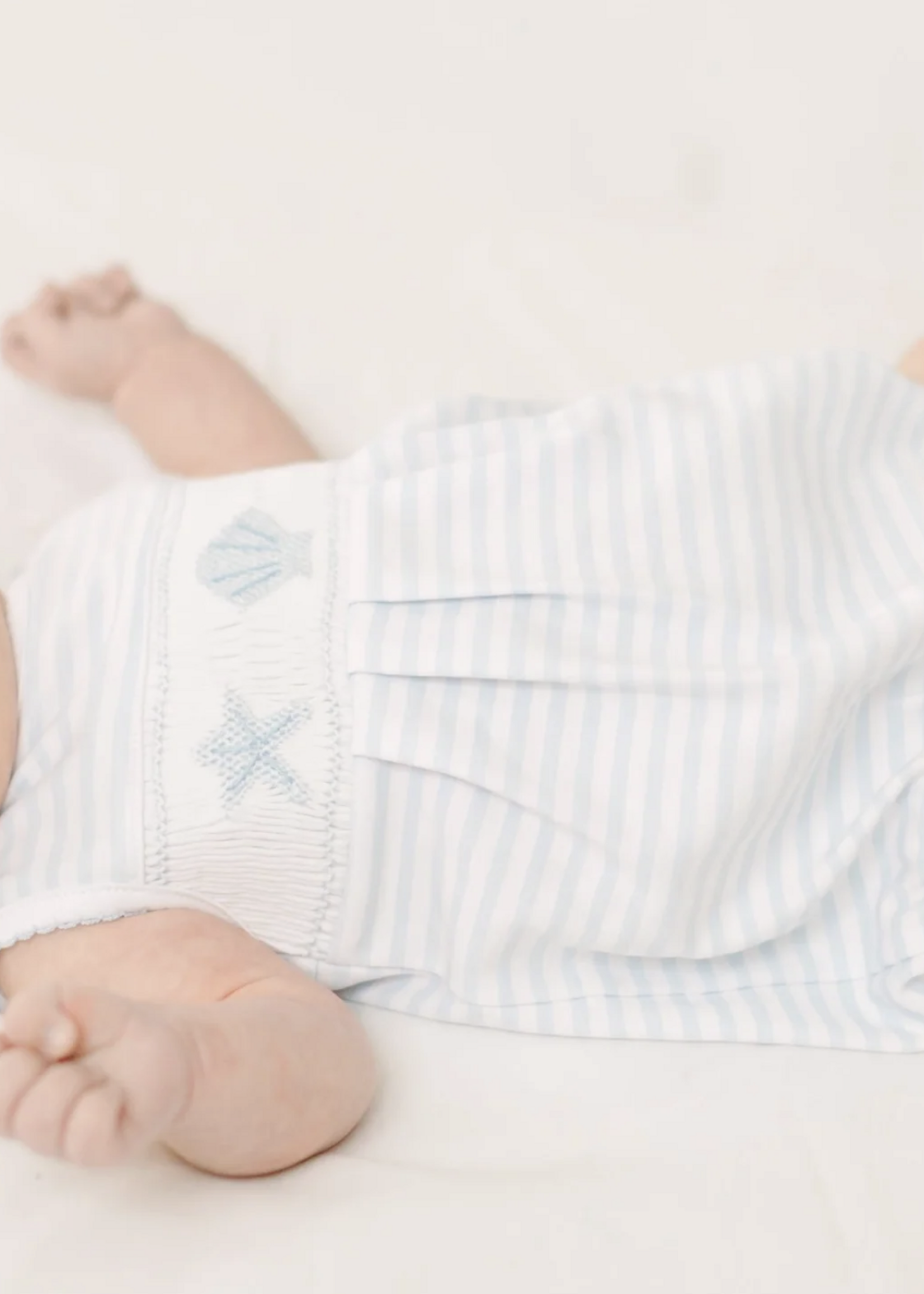Magnolia Baby Coastal Treasures Smocked Bubble Light Blue