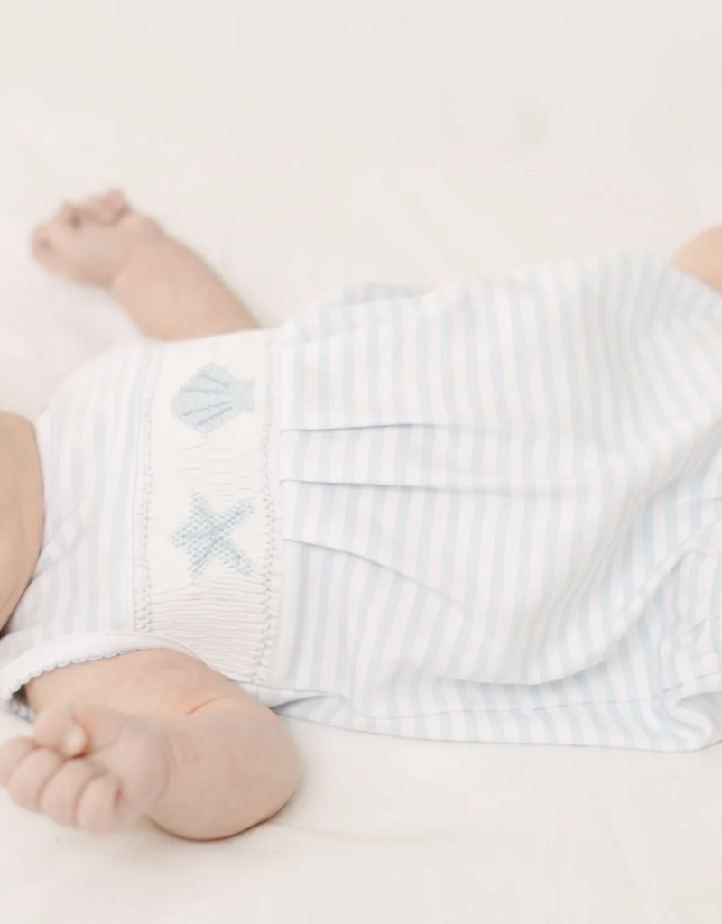 Magnolia Baby Coastal Treasures Smocked Bubble Light Blue