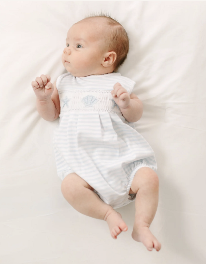 Magnolia Baby Coastal Treasures Smocked Bubble Light Blue