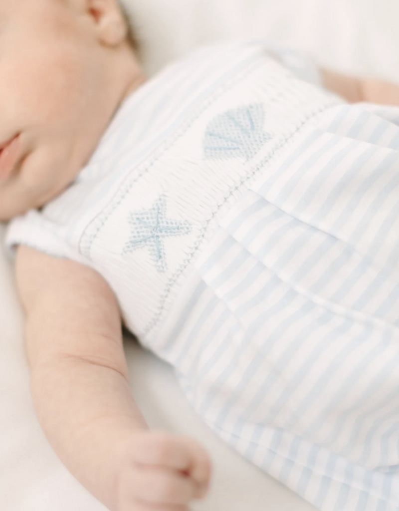 Magnolia Baby Coastal Treasures Smocked Bubble Light Blue