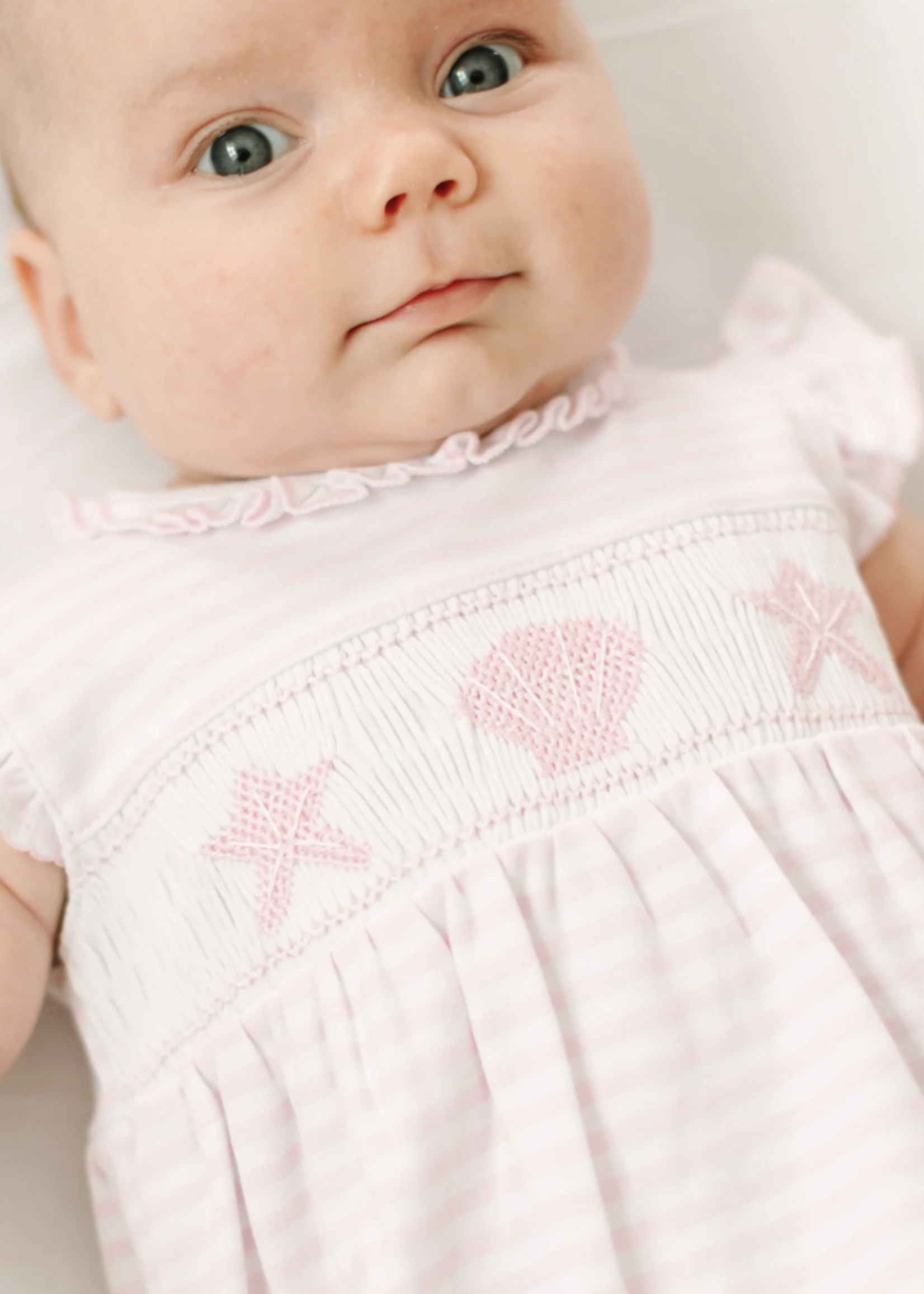Magnolia Baby Coastal Treasures Smocked Bubble Pink