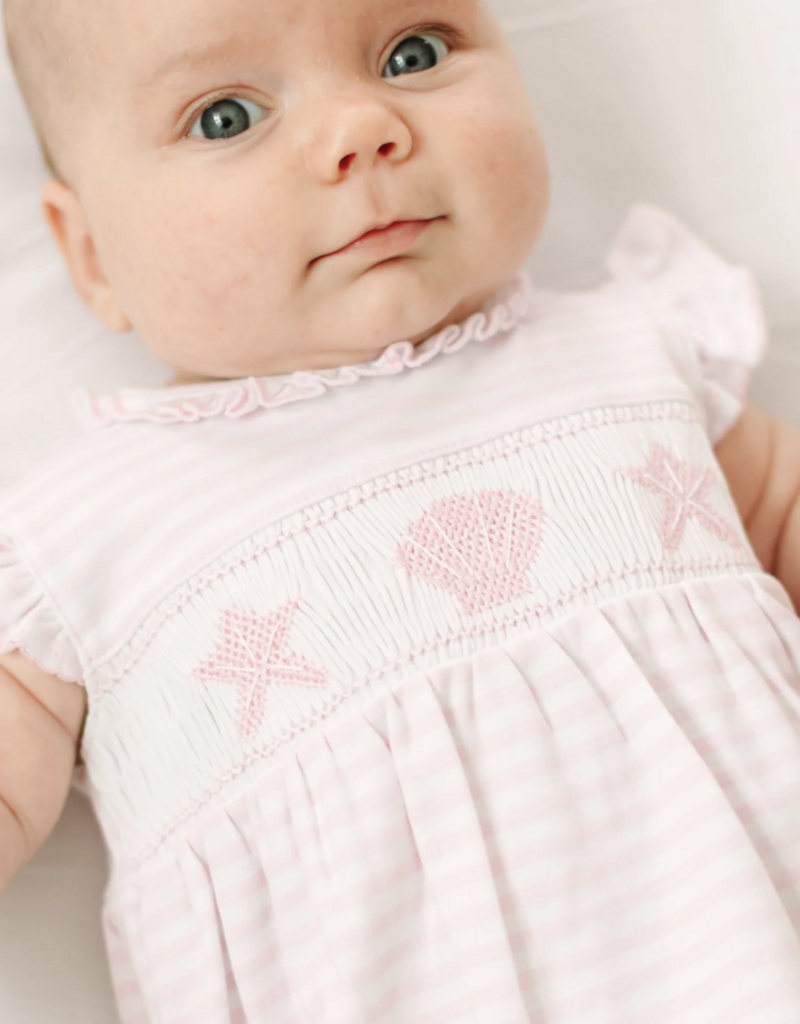 Magnolia Baby Coastal Treasures Smocked Bubble Pink