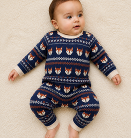Viverano Fox Baby Knit Jumpsuit Navy