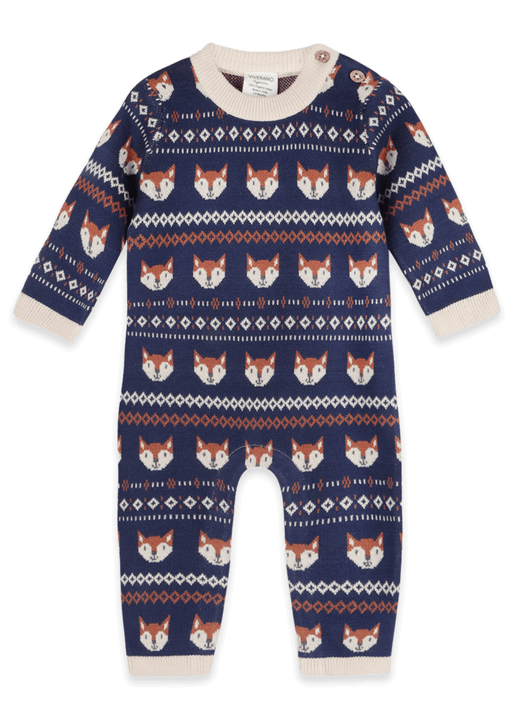 Viverano Fox Baby Knit Jumpsuit Navy