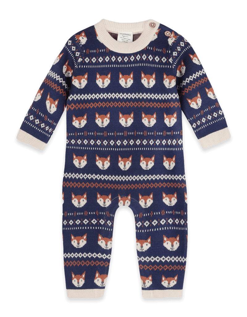 Viverano Fox Baby Knit Jumpsuit Navy