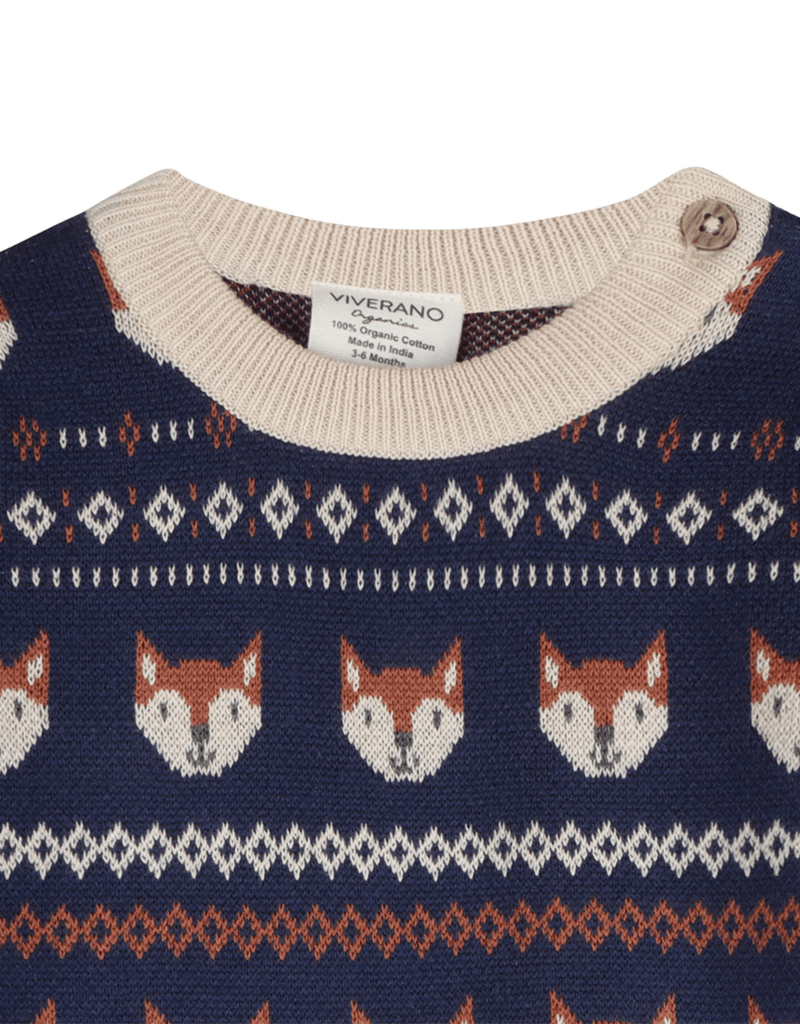 Viverano Fox Baby Knit Jumpsuit Navy