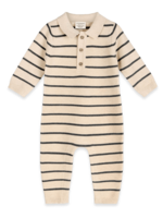 Viverano Stripe Collar Knit Jumpsuit Oatmeal Organic Cotton