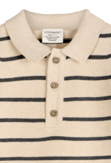 Viverano Stripe Collar Knit Jumpsuit Oatmeal Organic Cotton