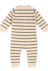 Viverano Stripe Collar Knit Jumpsuit Oatmeal Organic Cotton